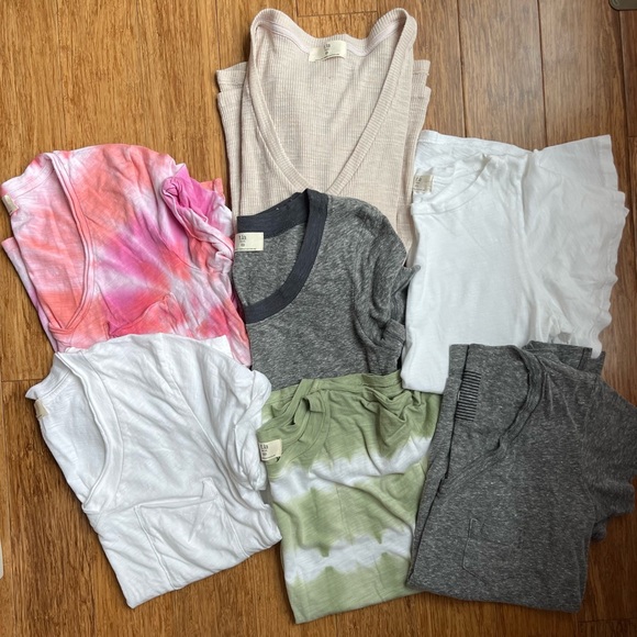 Anthropologie T.la Petite V-Neck Roll Cuff Basic T-Shirt bundle tie dye size XS - Picture 2 of 14